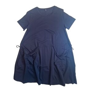COS A-line Navy Tunic Dress Relaxed Fit Pockets Ties Large Scandi Lagenlook